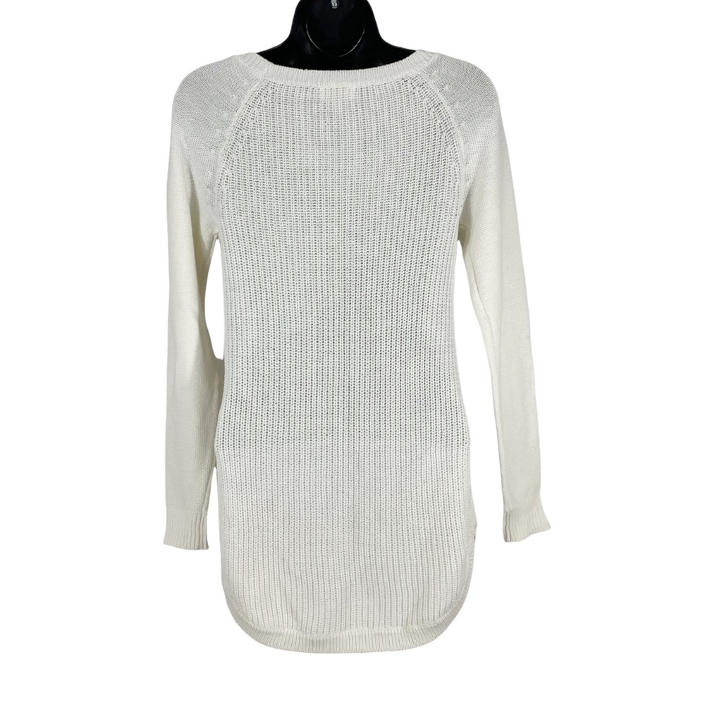 MAISON JULES scoop neck ivory cotton blend high-low sweater | size XS - Picture 2 of 5
